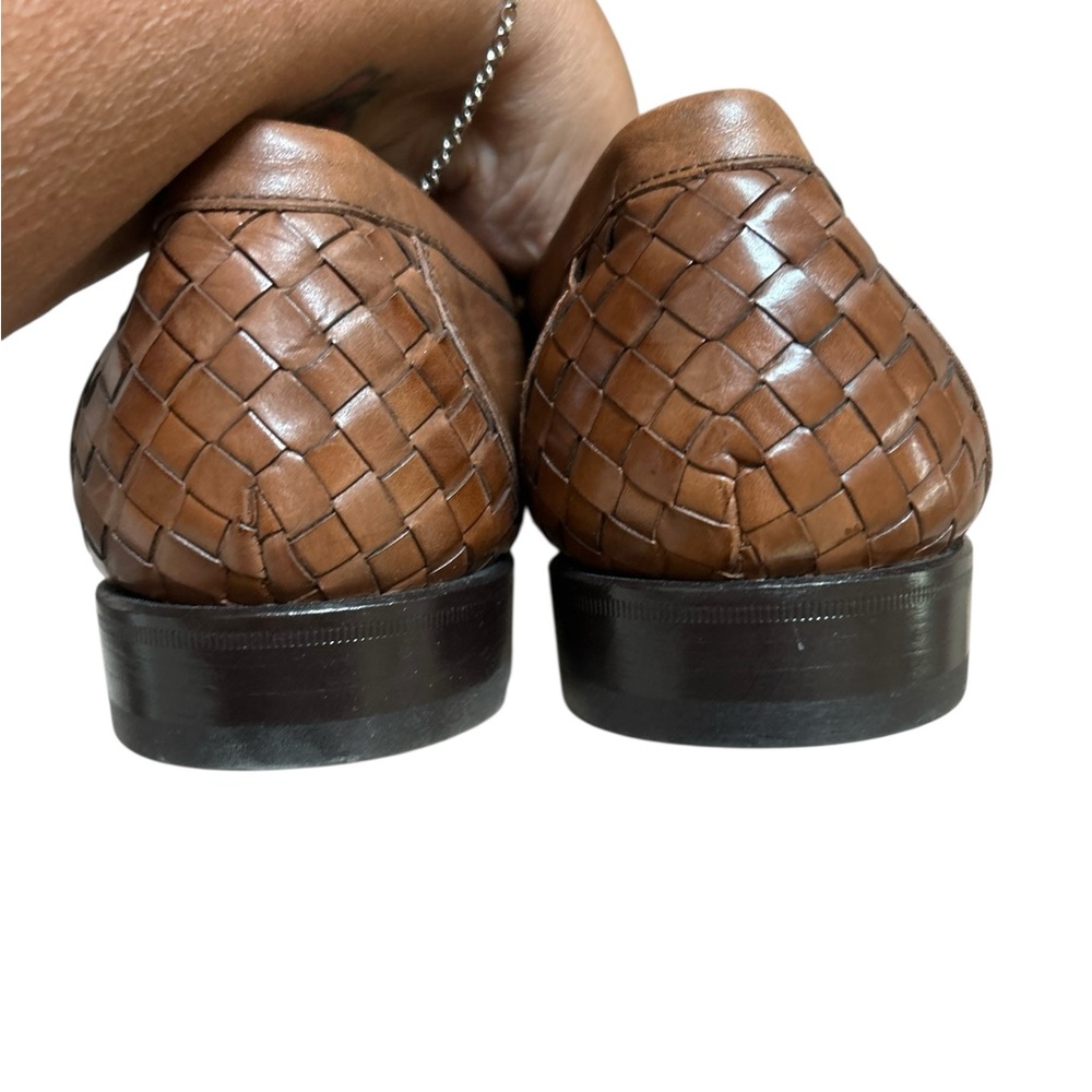Men’s Mezlan Brown Leather Loafers with Intricate Weaving 🆕 - Picture 4 of 12